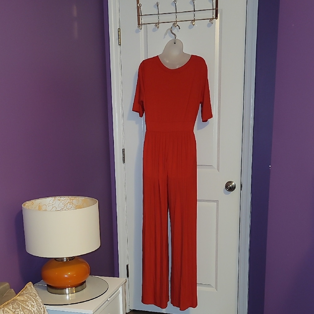 West Kei Vibrant Orange Wide Leg  Jumpsuit Sz: L - Picture 5 of 6